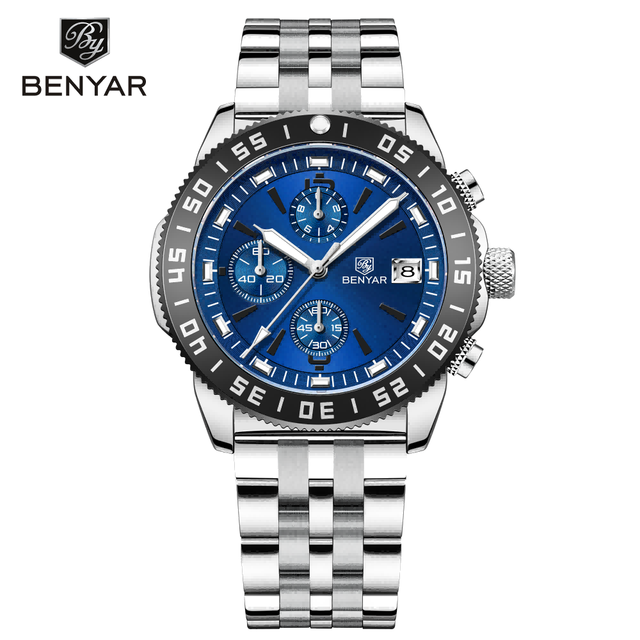 BENYAR 5198 Fashion Ready Made Newest Original Factory Direct Sale Popular Design Sports Men Quartz Watches Stainless Steel Band