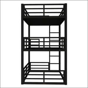 Cama Triple Moderna de Metal, Dos Camas Individuales Superpuestas con Barandillas y Escalera para Niños, Adultos, Escuelas y Hoteles - Product Image 5