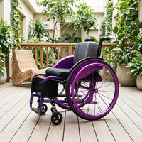 Fauteuil roulant sportif manuel léger en fibre de carbone violette 5805, pliable, roues arrière à dégagement rapide, fauteuil roulant actif, vente chaude