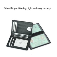 Dompet Kulit Serat Karbon Tipis Lipat Tempat Kartu Dompet RFID Pria Tempat Kartu