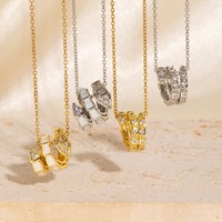 Luz de lujo pequeño 18K chapado en oro encanto serpiente Animal Ins Diamante de moda tipo serpiente colgante collar de hueso