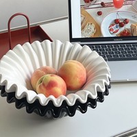 Bol à fruits décoratif en céramique blanche à volants, plateau de service, assiette à collation, porte-bougie, plateau à sable, centre de table, décoration intérieure