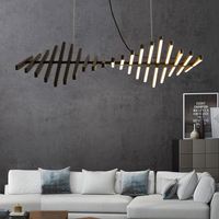 Lampu Gantung Chandelier 30 Kepala Model Tulang Ikan Akrilik Panjang Desain Modern untuk Ruang Tamu, Populer, dengan Basis Bohlam E26 dan Peredupan Tanpa Tingkat