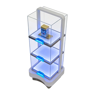Vitrine de présentation au sol en acrylique avec cadre métallique moderne pour cosmétiques, avec éclairage LED, présentoir professionnel pour parfums et soins de la peau - Product Image 2