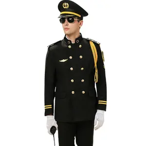 高品质定制保安黑色制服军官制服套装
