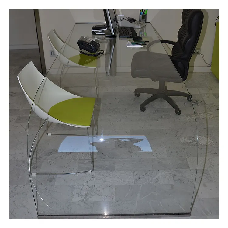 Table de bureau d'ordinateur, en verre incurvé de luxe, épaisseur de 20 Mm, offre spéciale