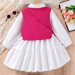 Set all'ingrosso autunno inverno per ragazze gilet rosa con perline con abito a maniche lunghe per bambini di mezza età - Product Image 3