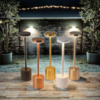 Lampe de table LED pour restaurant, lumière de dîner décorative pour bar, interrupteur tactile moderne, rechargeable, abat-jour en métal, intensité réglable