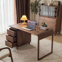 Bureau d'ordinateur en bois massif, noyer noir d'Amérique du Nord, bureau d'écriture minimaliste japonais avec tiroirs, poste de travail pour la maison et l'étude