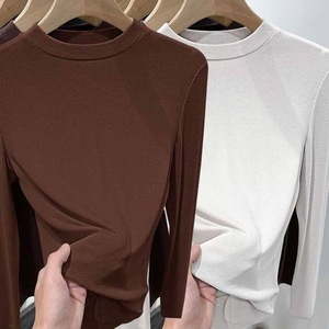 Women Long Sleeve Thermal Base Layer Top Stand Collar Warm Plus Size Autumn Wear Mustard Yellow Coffee Black White Olive Green - Product Image 3