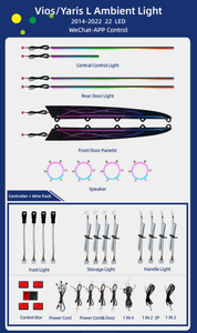 ไฟตกแต่งภายในรถยนต์โตโยต้า วีออส/ยาริส ปี 2014-2022 แบบหรี่แสงได้ พร้อมตัวเลือกสีหลากหลายเพื่อปรับแต่งบรรยากาศภายในห้องโดยสาร - Product Image 5