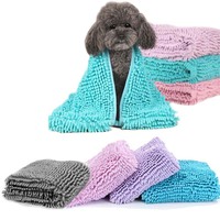 Serviette de bain pour animaux de compagnie en chenille, personnalisée, écologique, en polyester, à séchage rapide, absorbante, pour chat et chien, pour une utilisation en salle de bain