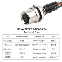 M8 Soudage Fil Intérieur Aviation Plug 2pin ~ 8 Pin Connecteur Conseil Fin Femelle Tête Arrière Verrouillage IP67 Grade Étanche Prise Industrielle