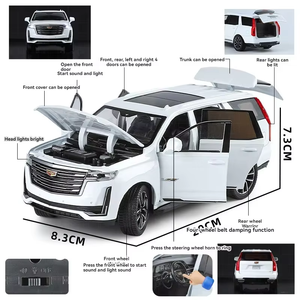 Modello di auto modellino 1:24 <span class=keywords><strong>Cadillac</strong></span> <span class=keywords><strong>Escalade</strong></span> con suono e luce in metallo modello di auto ornamento decorare il modello di Supercar - Product Image 2