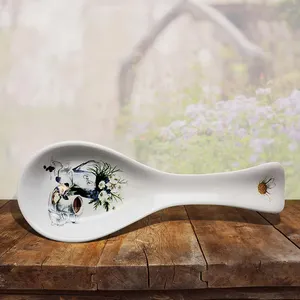 Ceramic kitchenware custom design and shape dolomite spoon rest ceramic set