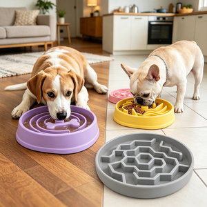 Nouveau bol <span class=keywords><strong>anti</strong></span>-anxiété pour chien avec logo personnalisé, bol à alimentation lente pour chien, puzzle d'alimentation, vente en gros, bol à alimentation lente en silicone pour chien - Product Image 1