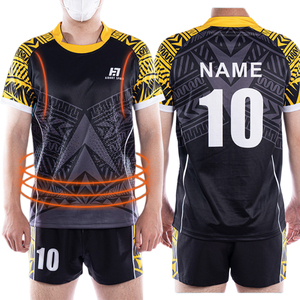 Tenues de <span class=keywords><strong>rugby</strong></span> pour hommes entièrement sublimées, kits personnalisés avec nom d'équipe imprimé, <span class=keywords><strong>maillot</strong></span> et short de <span class=keywords><strong>rugby</strong></span> respirants 100% polyester - Product Image 2