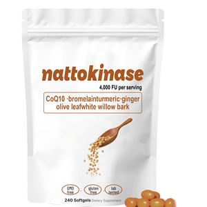 Cápsulas Blandas de Nattokinasa GMP OEM 4,000 FU, 240 Unidades, Suplemento Dietético para el Apoyo Cardiovascular y Circulatorio - Product Image 1