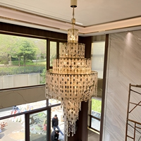 Lustre moderne en cristal à plusieurs niveaux, luminaire suspendu en cascade pour hall d'hôtel, escalier, atrium, projet de villa, décoration intérieure