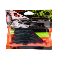 Sac à soufflets latéraux imprimé personnalisé, recyclable, en plastique souple transparent PET+PE, pour emballage d'appâts de pêche, avec fermeture éclair pour leurres de pêche
