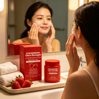 Crème Éclaircissante Multi-Acides à la Fraise Inspirée des Fruits, Soin Visage Nourrissant, Vente en Gros, Service de Personnalisation du Logo et Marque Privée
