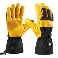 Gants Chauffants de Travail Extérieur Durables, avec Batterie Rechargeable, Fil Conducteur et Cuir de Vache pour Femme, pour l'Hiver
