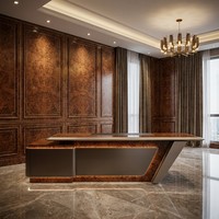 Grande table de salle de réunion, bureau de PDG intelligent avec LED, placage en bois de palissandre glacé, MDF E1, mobilier de direction de luxe