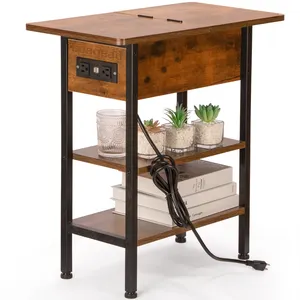 Tavolino Loagead con stazione di ricarica tavolino ribaltabile con porte USB e prese comodino con ripiano portaoggetti per spazio