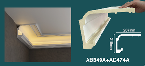 Moulure murale décorative de style européen, moulure de corniche en polyuréthane populaire avec fente pour lampe, pour intérieurs d'hôtels, fabriquée en Chine - Product Image 2