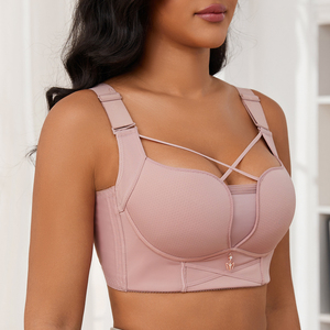 Sexy cộng với kích thước áo ngực cho phụ nữ qua đẩy lên brassiere đầy đủ trở lại bảo hiểm ẩn chất béo mịn Áo ngực đồ lót không dây - Product Image 2