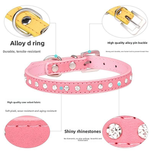 Premium Strassbesetztes Haustierhalsband Hochwertiger Kuhvelours-Stoff Langlebige Legierungsschnalle Umweltfreundlich für Kleine Hunde - Product Image 4