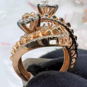 Luxueuse bague de fiançailles en diamant véritable 14K 18K or massif certifié tiers coupe brillante intemporel fait à la main bague de mariée cadeau - Product Image 5