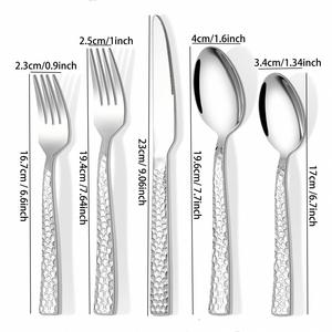 Ensemble de couverts en acier inoxydable avec manche en acier, couteau à steak épaissi, fourchette et cuillère, idéal pour mariage et restaurant - Product Image 3