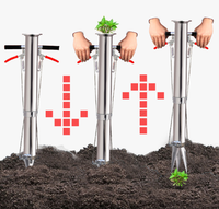 Semoir Manuel de Légumes en Acier Inoxydable 7.6cm, Machine à Planter le Maïs, Outil Portable pour Transplanter les Semis