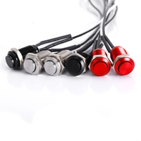 LED Mini hijau biru anti air, 8mm on off, merah, hijau, biru, 1NO, kepala tinggi, mengunci sendiri, saklar tombol tekan logam