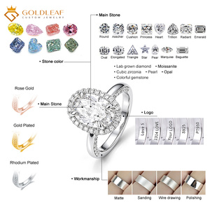 Anillo de Compromiso y Boda de Oro Blanco de 10k, 14k, 18k con Diamante Cultivado en Laboratorio de Corte Ovalado de 1CT, 2CT, 3CT, Personalizado por Goldleafgem, con Certificado IGI - Product Image 5