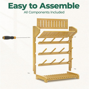 Escurridor Vertical <span class=keywords><strong>de</strong></span> Bambú para Biberones, Ahorra Espacio para 12 Biberones <span class=keywords><strong>de</strong></span> Vidrio, Soporte <span class=keywords><strong>de</strong></span> Drenaje <span class=keywords><strong>de</strong></span> <span class=keywords><strong>Madera</strong></span> - Product Image 3