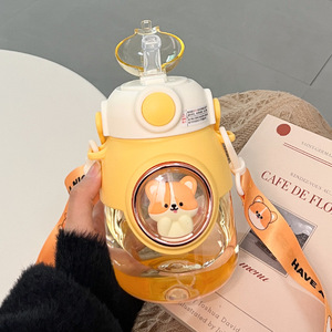 Cute Children Water Cup Large Capacity Plastic Straw Bottle Bpa Free Back To School Summer Use - Product Image 1