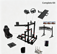 Simulateur de course pliable avec siège, châssis en aluminium 4080, base de volant à entraînement direct et levier de vitesses pour jeux de conduite