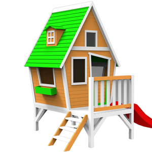 Fun Slide Tower Casa <span class=keywords><strong>de</strong></span> juegos <span class=keywords><strong>de</strong></span> <span class=keywords><strong>madera</strong></span> para niños Jardín al aire libre con pintura ecológica <span class=keywords><strong>y</strong></span> certificación <span class=keywords><strong>FSC</strong></span> - Product Image 1