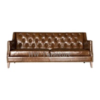 Heywood Neues Design 3-Sitzer Echtleder-Sofa - Modernes Rechteckiges Villen-Wohnzimmermöbel mit Hochdichtem Schaumstoff