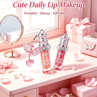 Coffret de 6 gloss à lèvres avec pendentif cœur aile d'ange détachable, hydratant et brillant, maquillage cosmétique pour les lèvres, boîte de présentation de 24 pièces