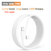 Câble USB Type-C vers Type-C en cuivre pur 45W 25W à charge rapide PD, en nylon, pour ordinateurs et téléphones mobiles, échantillon gratuit, étiquette personnalisée
