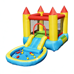 <span class=keywords><strong>Château</strong></span> gonflable 2 en 1 avec toboggan et piscine à jets d'eau, filet de sécurité et conception anti-renversement - Product Image 6