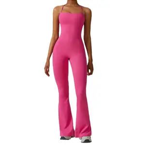 Jumpsuit wanita gemuk, jumpsuit seksi, panjang penuh, pink, ukuran plus