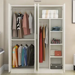 Petite <span class=keywords><strong>armoire</strong></span> moderne simple en bois massif <span class=keywords><strong>Armoire</strong></span> de rangement pliable en gros pour logement de location Meubles de chambre à coucher avec porte en MDF - Product Image 3