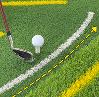 Tapis d'entraînement de golf premium avec guide de positionnement en croix, lignes de trajectoire de swing et gazon double densité pour l'entraînement au chipping de golf