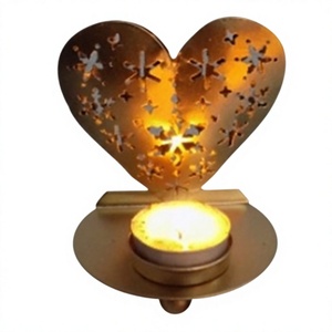 Factory Price Luxury <b>Gold</b> Heart Cutout Metal <b>Tea</b> <b>Light</b> Stand Vintage Reindeer Votive Candle <b>Holder</b> for Home & Festive Decor - Product Image 1