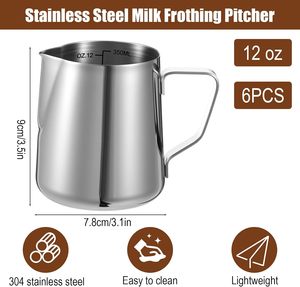 Jarra Portátil de Acero Inoxidable de 12oz para Espumar Leche, Jarra para Café Latte Art - Product Image 2