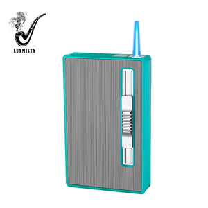 ไฟแช็คบุหรี่แบบอัตโนมัติเปลวไฟสีฟ้า เรืองแสง ใช้แ<span class=keywords><strong>ก</strong></span>๊สบิวเทนแบบเติมได้ พร้อมไฟสำหรับตั้งแคมป์ในตัว แถมกล่องใส่บุหรี่ 20 ชิ้น - Product Image 3